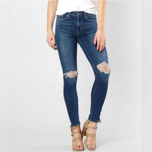 Levi's 27 721 High Rise Skinny Premium Big E Dark Wash Distressed Jegging Jeans